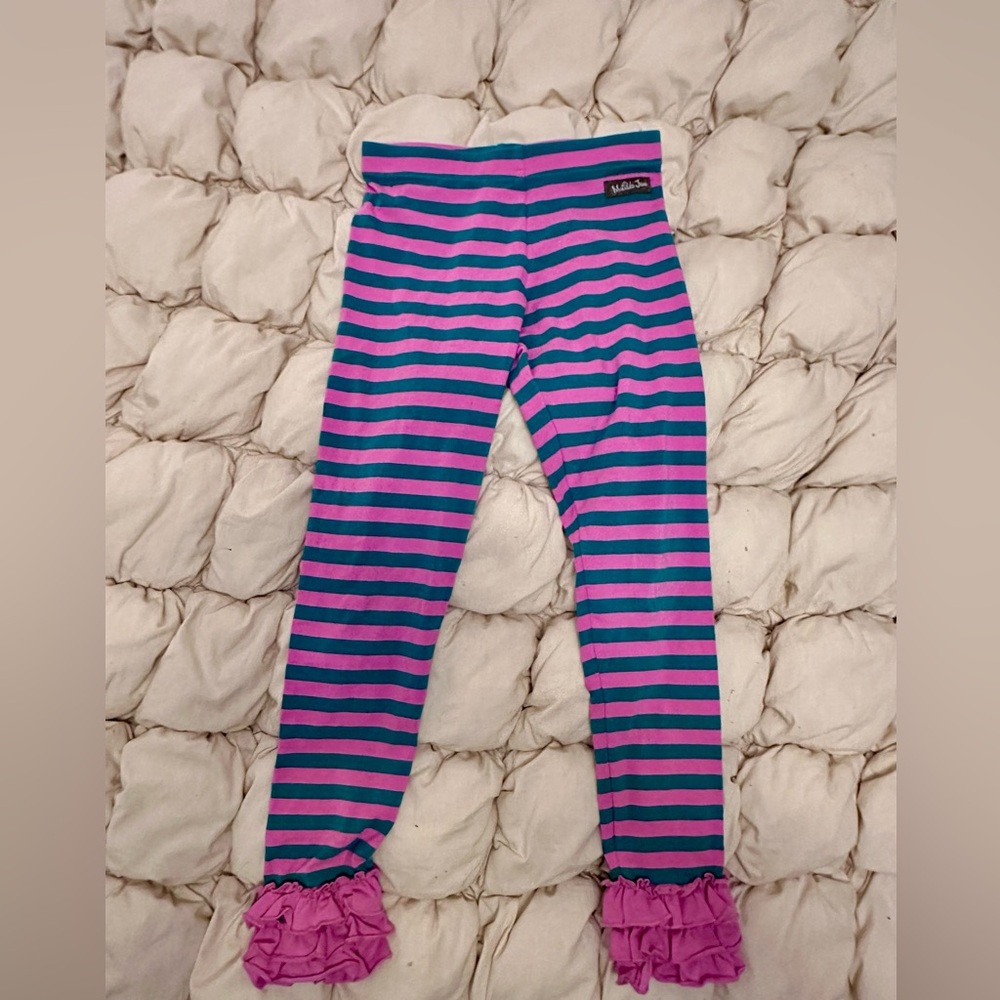 Matilda Jane “Take Me Home” Leggings Size 8 Make Believe Stripe Ruffle